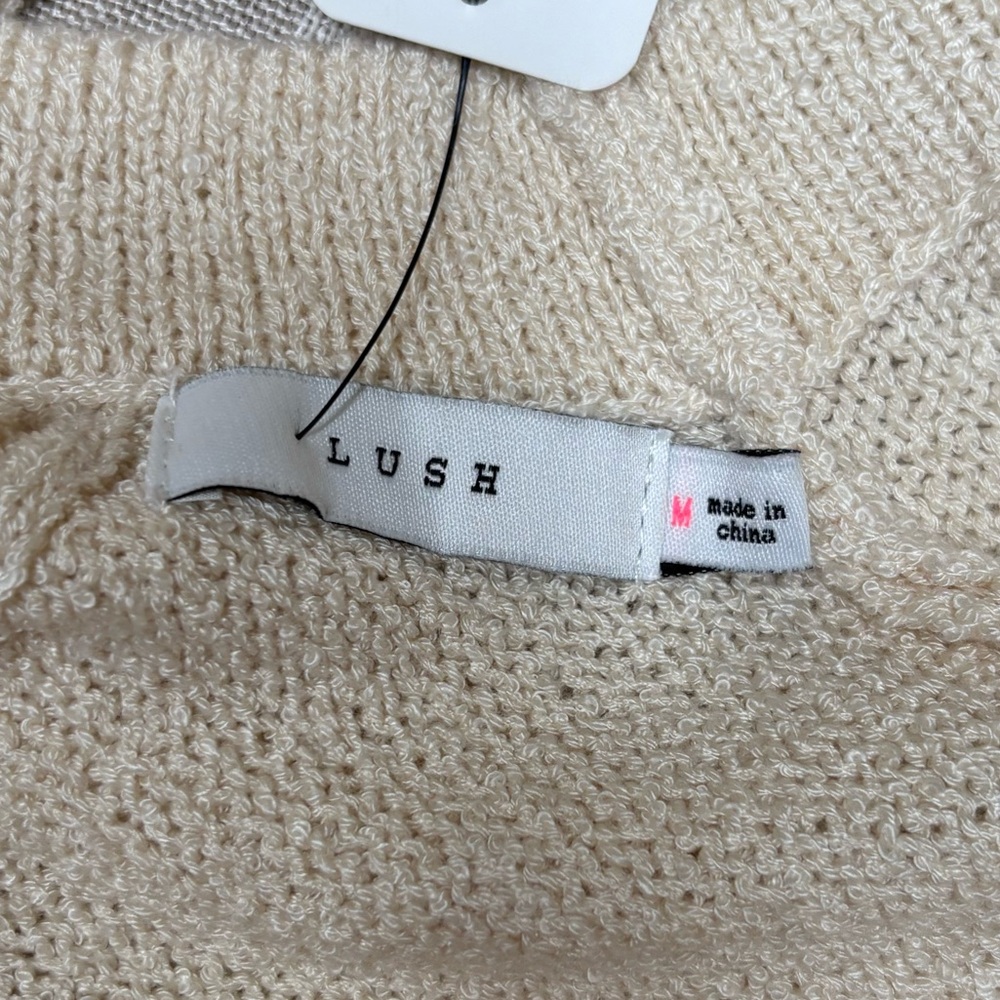 Lush Keyhole V-Neck Knit Sweater in Cream - Picture 7 of 7